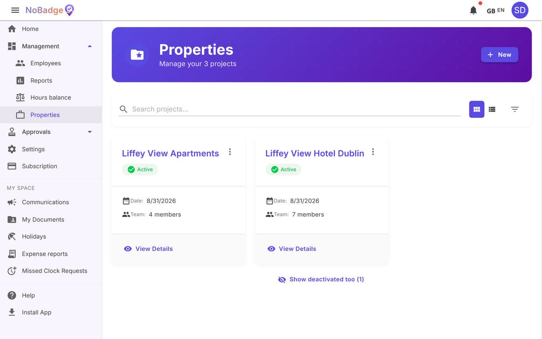 List of the company's properties