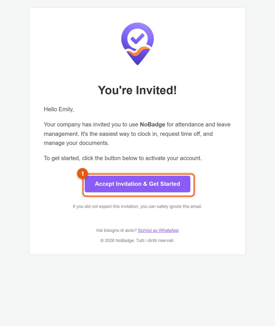 Invitation email with the Accept Invitation & Get Started button