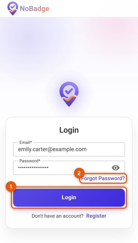 Login page with Login and Forgot Password